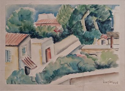 GOEGHIN***: HOUSE SURROUNDED BY TREES, 1938....