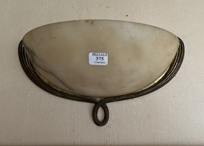 Alabaster half-moon wall sconce with gilded...