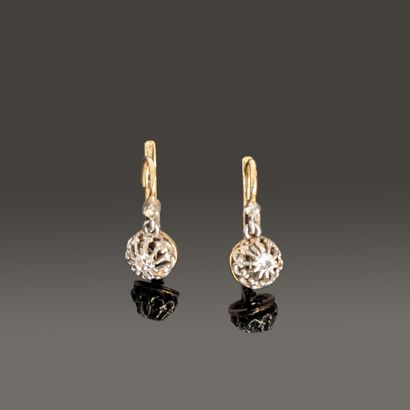 Pair of 18K (750) yellow gold and 925 silver...