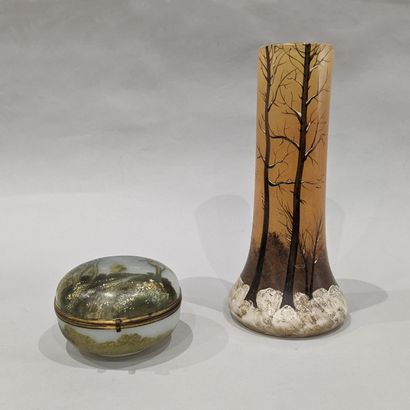 LEGRAS. Onion vase with long cylindrical...