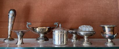 Silver-plated metal: Medici vase, pot, large...