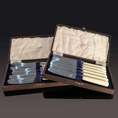 Set: - twelve cheese knives, bakelite handles,...