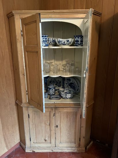 Antique lacquered pine corner sideboard with...