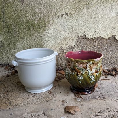 Small barbotine earthenware cachepot, the...