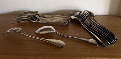 Set of silver-plated flatware, uniplat model....