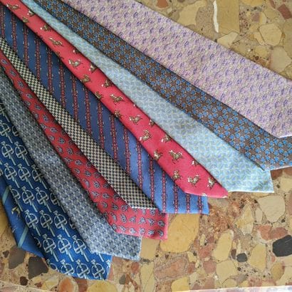 HERMES Paris. Set of ten ties in silk printed...