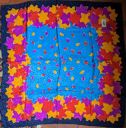 Yves SAINT LAURENT. Two square silk scarves:...