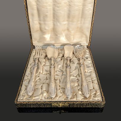 Four candy serving pieces in silver (925),...
