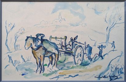 Charles Albert GUELDRY (1884-1973): CHARRETTE...