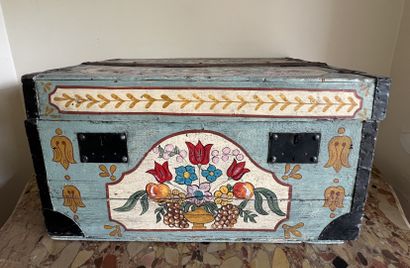Natural wood and metal trunk, later painted...
