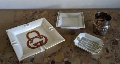 Christian DIOR Maison. Cigarette pot in silver-plated...