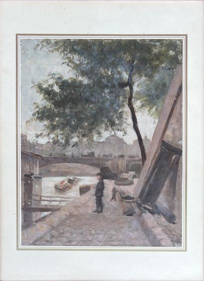 MODERN SCHOOL: QUAI DE LA SEINE. Oil on canvas....