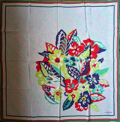 LANVIN. Two square silk scarves: one with...