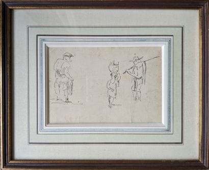 19th century school: STUDY OF FISHERS. Pen...
