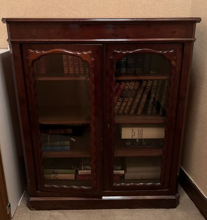 Small mahogany and mahogany veneer display...