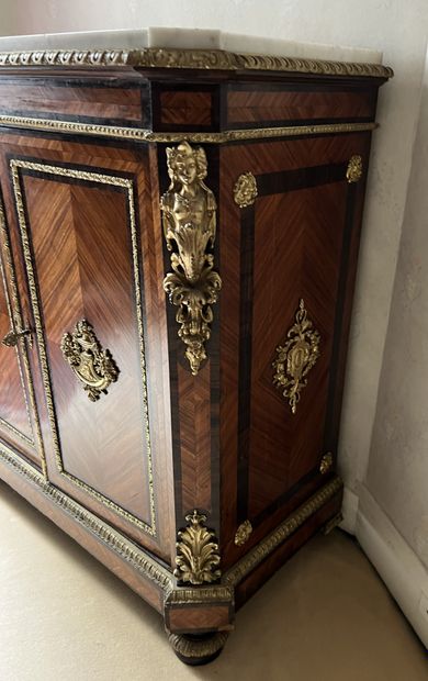 Small rosewood veneered sideboard with cutaway...