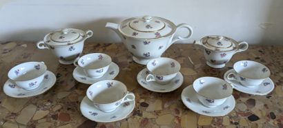 Porcelain tea set with polychrome floral...