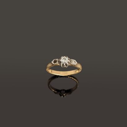 Ring in 18K (750) yellow gold and 925 silver,...