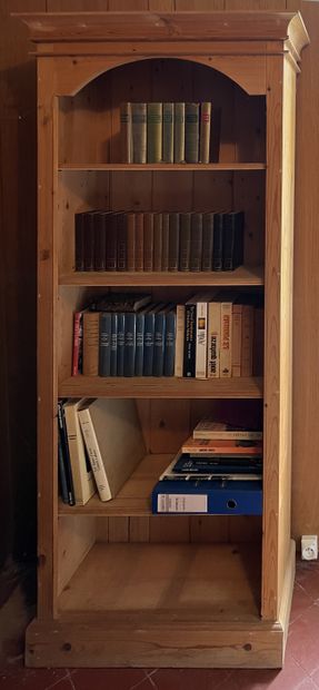 Pair of open-fronted molded pine shelving...