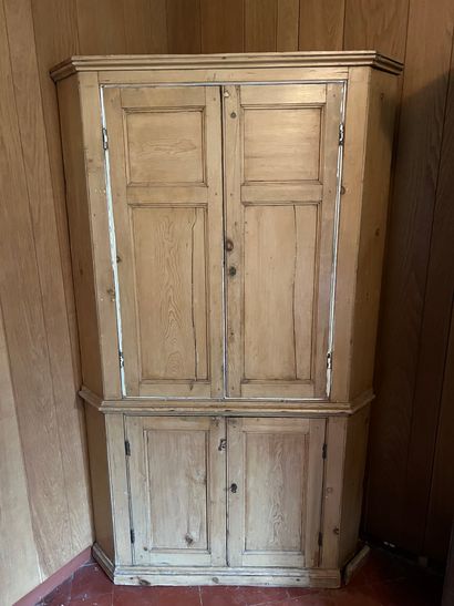 Antique lacquered pine corner sideboard with...