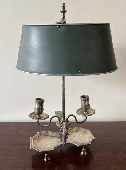Hand candlestick in silver-plated metal,...