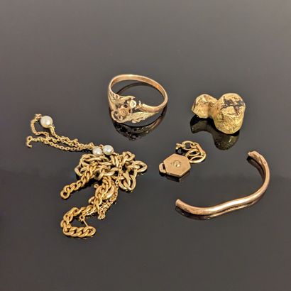 18K (750) yellow gold debris: dental crown,...