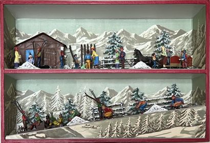 C.B.G. MIGNOT. Two register diorama box with...