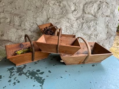 Set of wooden egg baskets.