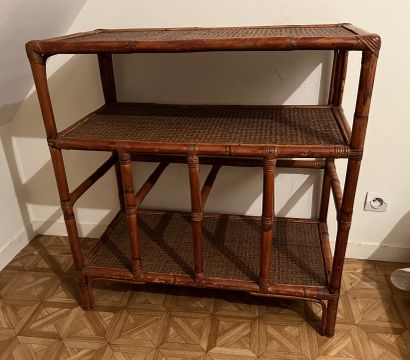 Bamboo and rattan console with two tops,...