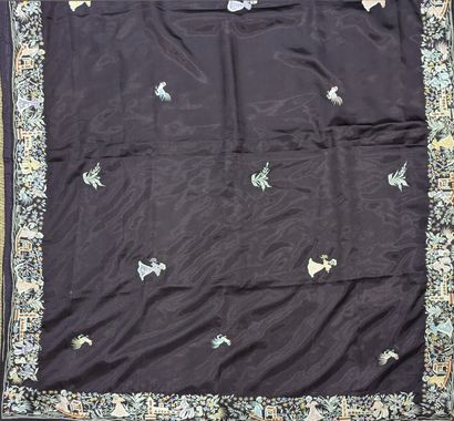 China, 20th century. Large eggplant silk...