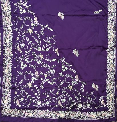 China, 20th century. Large plum silk panel...