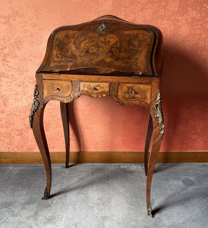Petit bureau de pente de forme galbée en...