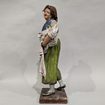 Santon napolitain en papier mâché peint polychrome...