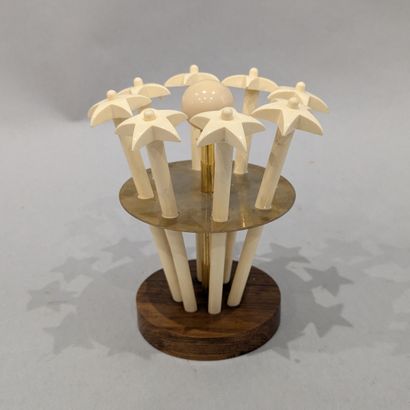 Set of six bakelite foamers on brass and...
