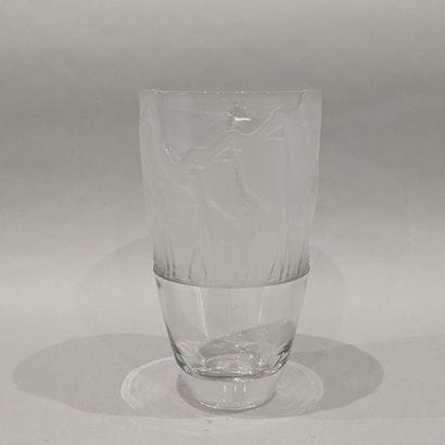 An ovoid vase with a partially scalloped...