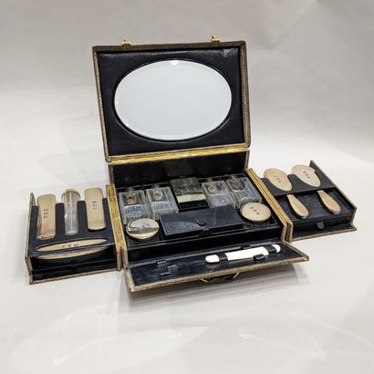 Travel case sheathed in imitation snakeskin...