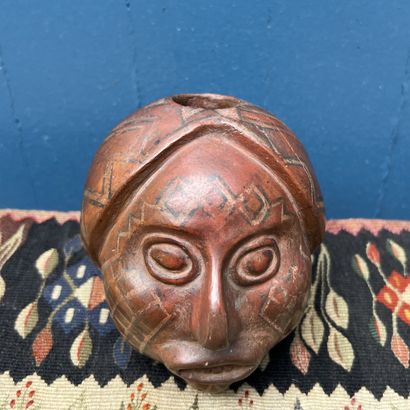 Pre-Columbian art. Painted terracotta vessel...