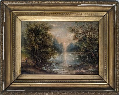 T.S. WALLIS (XIXe siècle) : PROMENEUR LONGEANT...