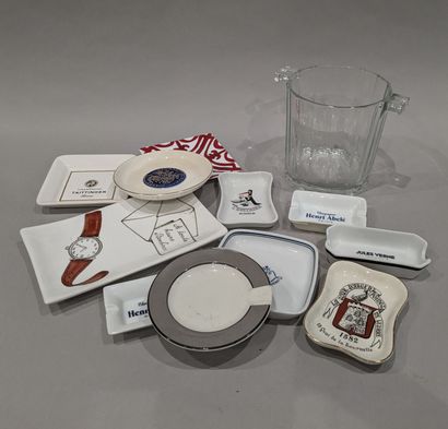 Small set of porcelain and earthenware ashtrays,...