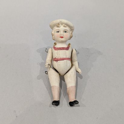 Articulated miniature doll in polychrome...
