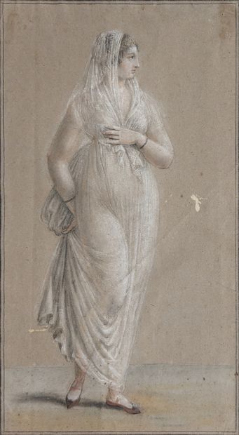 Ecole ITALIENNE du XIXe siècle : FEMME EN...