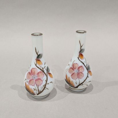 Pair of small soapy opaline soliflora vases...
