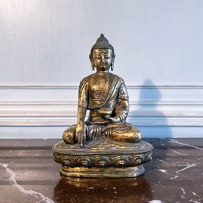 TIBET, early 20th century. Gilded bronze...