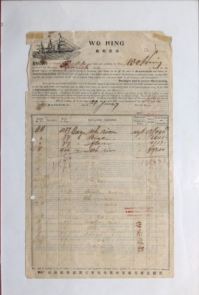 Shipping invoice from the Wo Hing Company,...