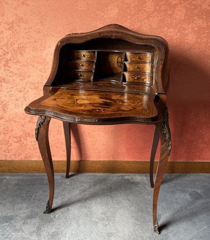 Petit bureau de pente de forme galbée en...