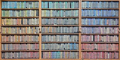 Large box of Sennelier pastels. Worn.
