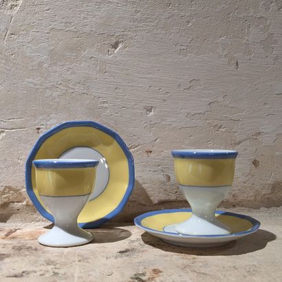 LIMOGES France. Two porcelain egg cups and...