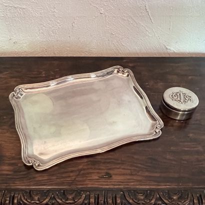 Small silver-plated serving tray, with contoured...