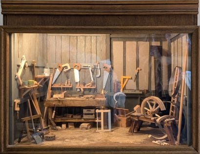 Diorama Carpenter's workshop. H. 35 cm -...
