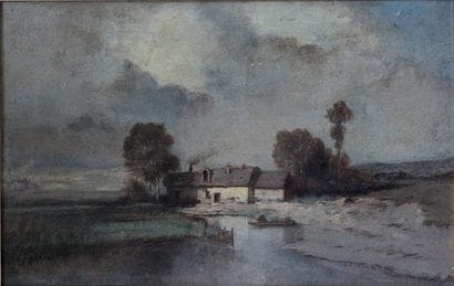 Louis Adolphe HERVIER (1818-1879): CHAUMIERE...